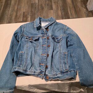 Old Navy Youth Girls Blue jean blue Wash Button Front 4-Pocket Denim Jacket XL